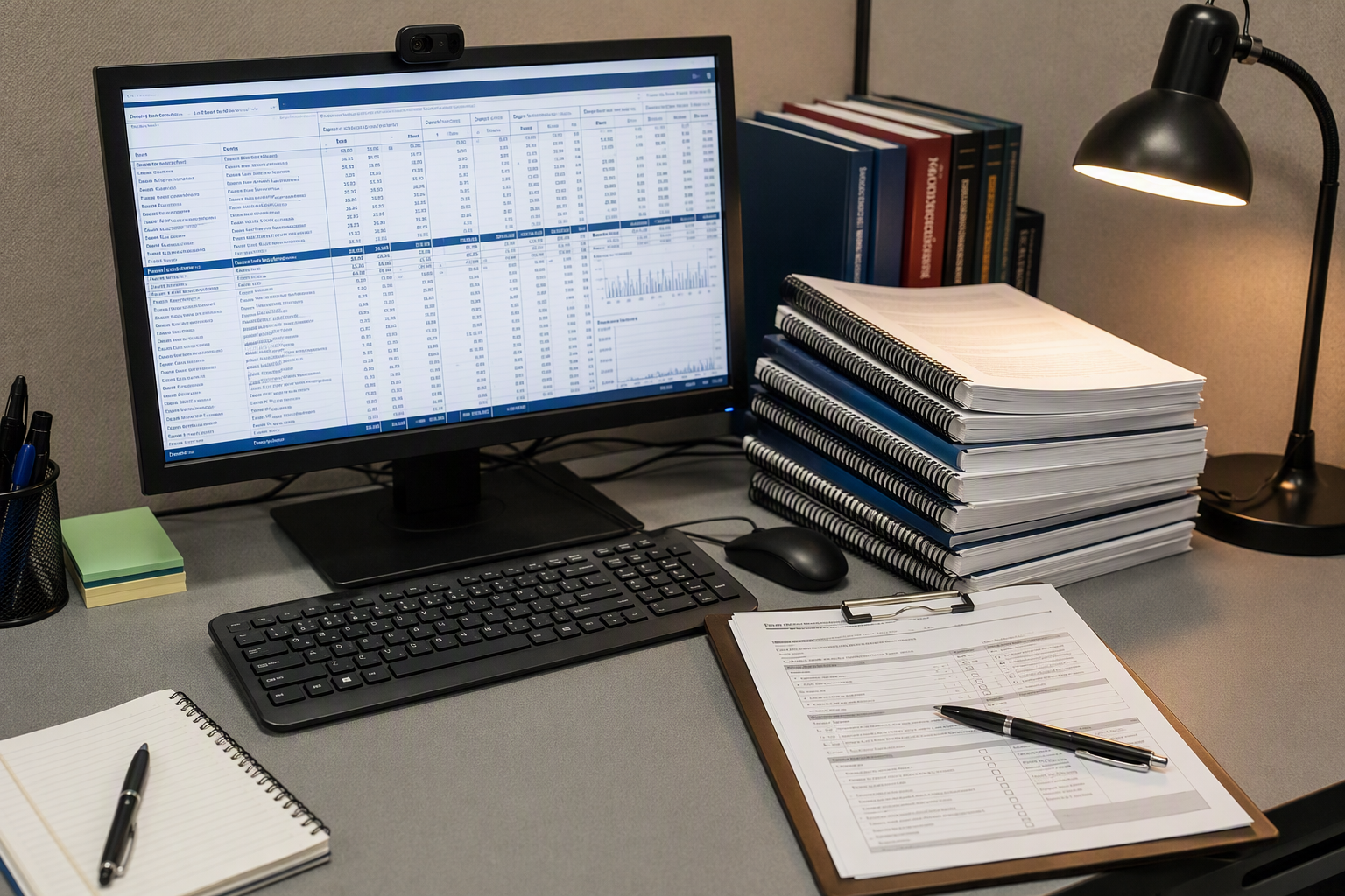 Office workstation displaying occupational safety and workforce statistics for elevator installer and repairer industry data research in 2025